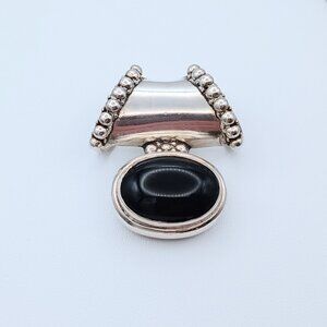 Vintage 925 Sterling Silver Onyx Slider Southwestern Pendant
